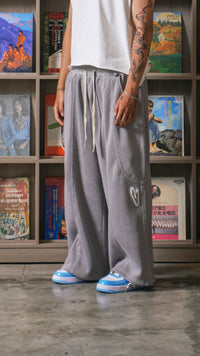 STONE GREY WIDE LEGGED SWEATS
