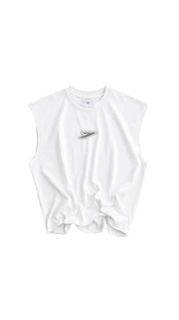 WHITE MUSCLE TANK