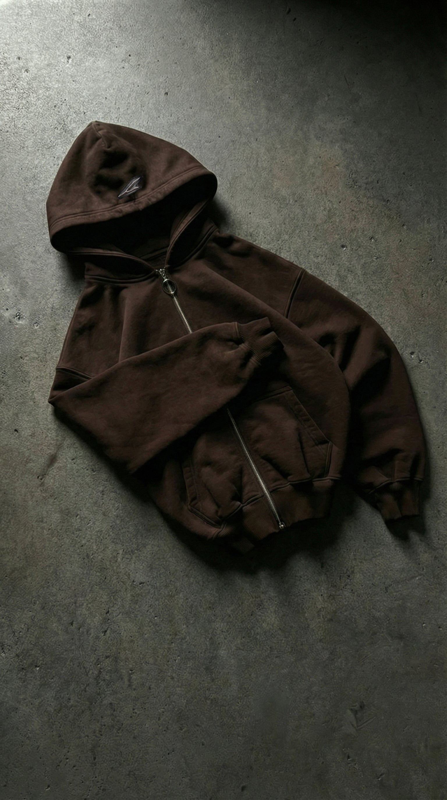 Chocolate Brown Racer Zip Up
