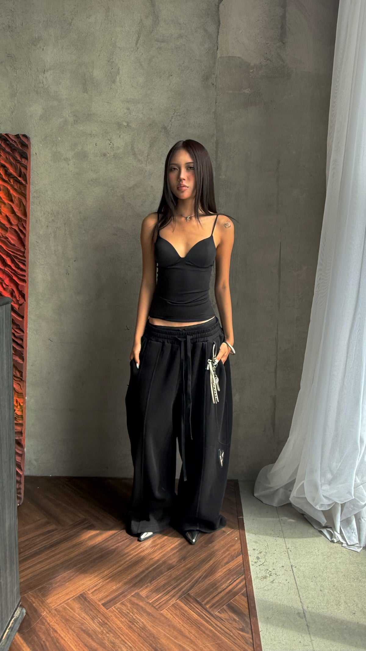 MIDNIGHT BLACK WIDE LEGGED SWEATS-3