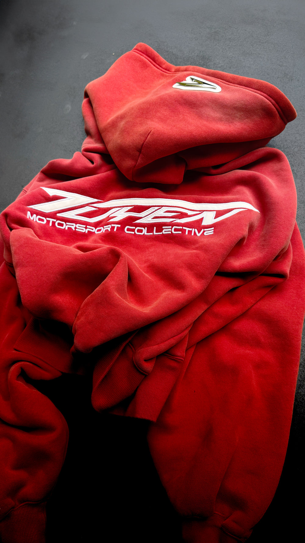 WASHED RED RACER ZIP UP