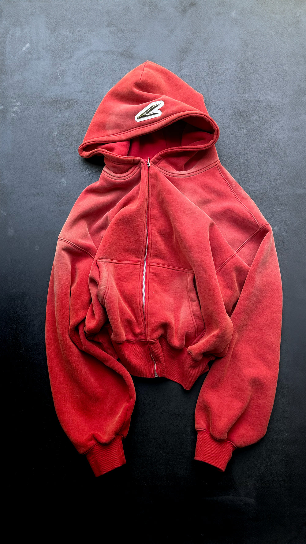 WASHED RED RACER ZIP UP