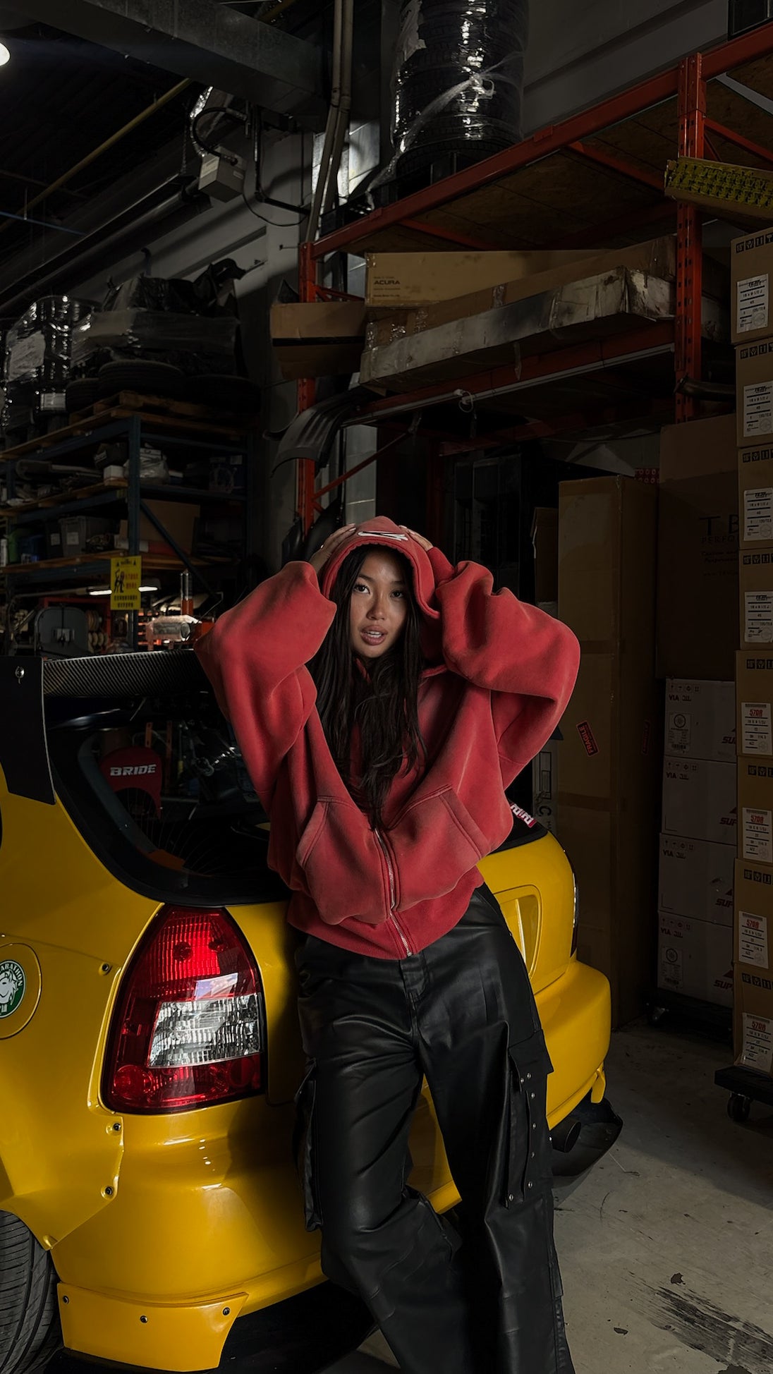WASHED RED RACER ZIP UP-7