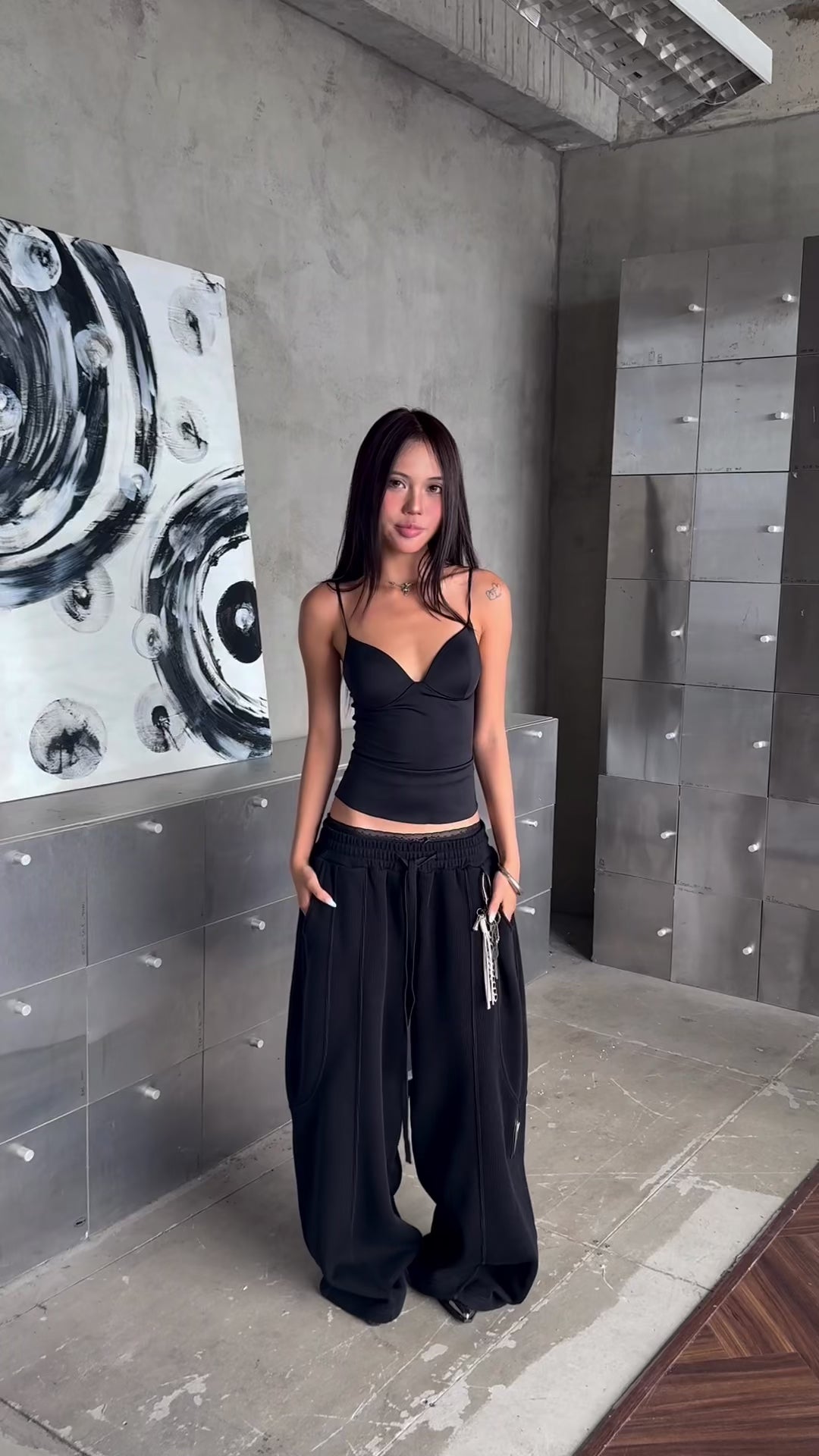MIDNIGHT BLACK WIDE LEGGED SWEATS-5
